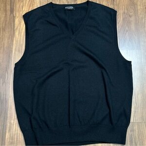 Kallspin Cashmere and Wool Blend Black V-Neck Sweater Vest Size  XL